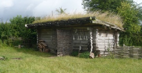 Reconstructed Neolithic log cabin
